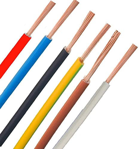 Verdrahtungssatz Einzelader H07V-K 1,5mm² - Schwarz Braun Grau Grün-Gelb Blau Rot - 6 x 1 Meter Litze Draht Set