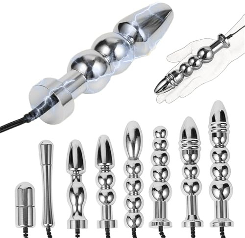 Extrem Electro Shock Analplug Zubehör, Edelstahl Anal beads Butt Plug Masturbator - Vaginal Plug Analkugeln Anal Dilatator Elektrosex Analdildo Doppelpoliger Sexspielzeug für Frauen Männer Paare(A)