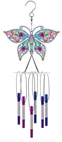 Aublinto Kristall Anhänger Set Wind Chimes Anhänger 5d DIY Diamant malerei Kunst Set Diamond Painting Kristall Sonnenfänger Windspiel Set Insekten-Sonnenfänger-Bastelset Fenster Gartendekoration