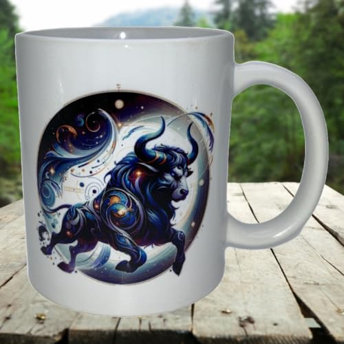 Tasse/Sternzeichen/Tasse mit Foto/Motivtasse/Geschenk/Sternzeichentasse/Weiß glänzend/Personalisiert (S t i e r)