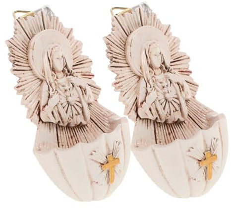 Alipis 2pcs Wall Hanging Holy Water Font Resin Catholic Decor for Family Entrances for First Communion Confirmation Creates Inviting Sacred Atmosphere