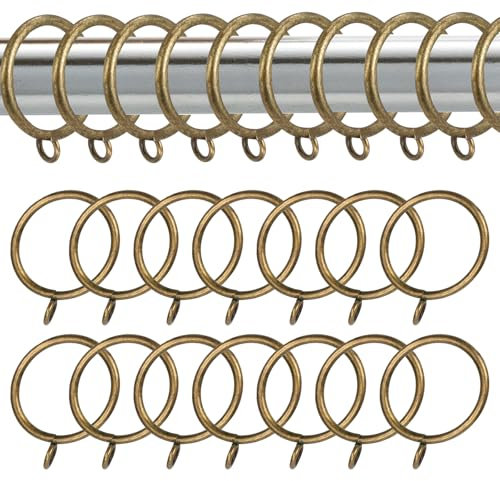 Businey 24 Pack Curtain Rings 50mm Bronze Metal Curtain Rings Brass Curtains Ring Internal Diameter Curtains Hoops Rod Ring with Eyelet for Window, Door and Shower Hanging
