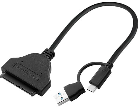 FARBOKO Cavo SATA a USB 2 in 1, adattatore da USB-C/USB-A 3.0 a SATA III compatibile con convertitore esterno HDD e SSD da 2,5 pollici