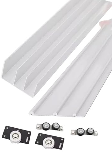 Kit binario for porta scorrevole for 3 ante, programma di binari in alluminio for impieghi gravosi for armadio, guardaroba, scarpiera, divisorio for ambienti, pannelli scorrevoli for mobili.(190cm/75i