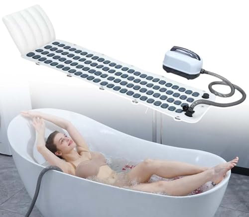 HCAUYNN Tappetino Massaggiante Portatile Impermeabile per Vasca Idromassaggio, Ventose Antiscivolo Fisse, Macchina Massaggiante per Spa Domestica, Pompa Ad Aria Motorizzata,124cm