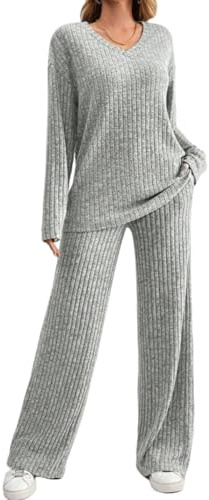 DURINM Pigiama Donna Invernali Set Lungo Invernale Comodo Due 2 Pezzi Pantaloni a Gamba Larga Tuta Elegante Sportiva Casual Pigiami Donna Set Inverno da Yoga Jogging Training Sportwear