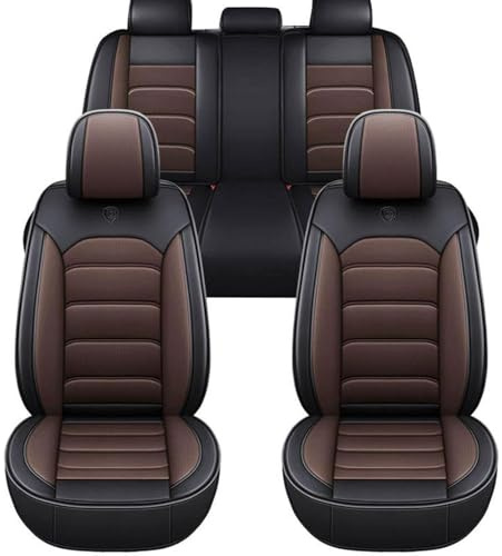 Gaoxianglin 5 Posti Auto Set Coprisedili, Coprisedile Auto per Anteriori e Posteriori Rivestimento Traspirante Accessori Interno Completo Copri Sedile Protezione, per Berlina Furgone SUV - Brown