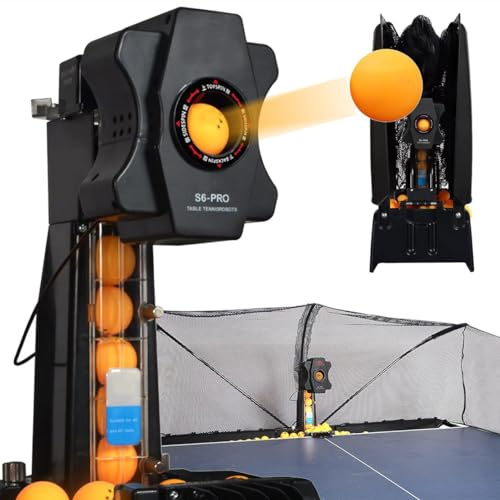 Robot da tennis da tavolo Ping Pong Pong S6-Pro Allenatore automatico di robot da ping pong con 9 palline rotanti diverse + rete di riciclaggio per allenamento di esercizi