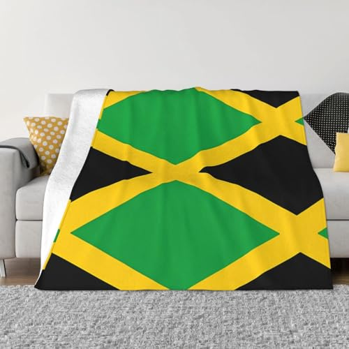 POEZJZW Couverture en flanelle à motif drapeau de la Jamaïque pour canapé, lit, camping, voyage, 152,4 x 127 cm
