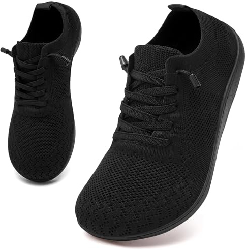 SDYJQS Womens Wide Width Barefoot Shoes Minimalist Zero Drop Walking Tennis Sneakers Casual Lightweight Comfortable Yoga Gym Shoes for Indoor Outdoor Black 8.5