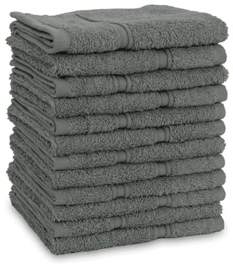 Vency Premium 12er-Pack Gästehandtücher Handtücher für Gesicht und Hände – 100% Baumwolle, weich und saugfähig – 30x30 cm, Anthrazit Grau