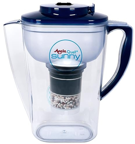 Wasserfilter AcalaQuell Sunny | Dunkelblau | Aktivkohle Wasserfilter | Höchste Filterleistung - mehrschichtig | BPA u. BPB frei | ReNaWa® - Technology | Kreiert köstliches, wohltuendes Wasser
