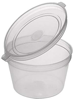 Majestic 4 Ounce Storage Pots with Hinged Lids for Condiments Sauces Dressings and Food Storage Microwave and Freezer Safe 50 Pack