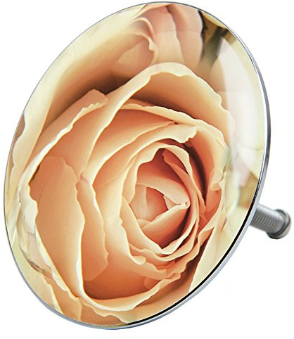 Sanilo Badewannenstöpsel Rosa Rose, Stöpsel für die Badewannen deckt den kompletten Abflussbereich ab, universal mit Motiv