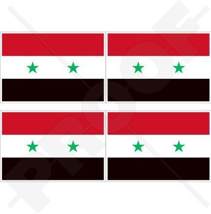 SYRIEN Syrisch Arabische Republik Flagge, Fahne ARABISCH 50mm Auto & Motorrad Aufkleber, x4 Vinyl Stickers