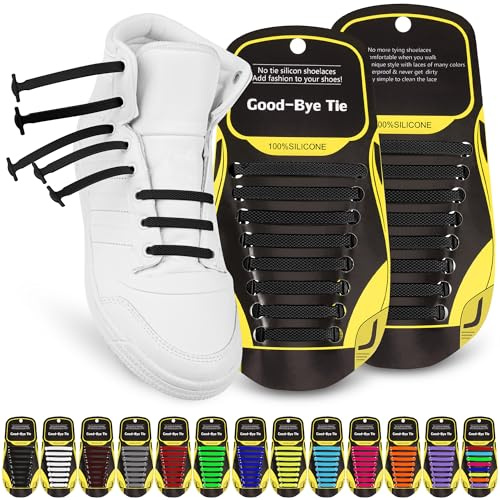 SULPO Elastische Silikon Schnürsenkel – Ohne Binden – Silikonschnürsenkel – Schnürsenkelersatz, Schleifenlose Schuhbänder – Gummischnürsenkel für alle Schuhe – Kinder & Erwachsene (Schwarz)