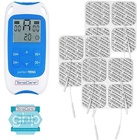 TensCare - Perfect TENS + E-CM5050V - Dispositivo Antidolorifico, Clinicamente Testato - Sollievo da Dolori Articolari, Cervicali e Muscolari