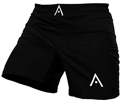 Artibus BJJ Jiu Jitsu Shorts - IBJJF Legal No Gi Fight Short - for Grappling, MMA, Wrestling, Muay Thai & Boxing (L) Black