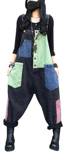 Bifscebn Donna Casual Salopette stampate Salopette di jeans larghi tute