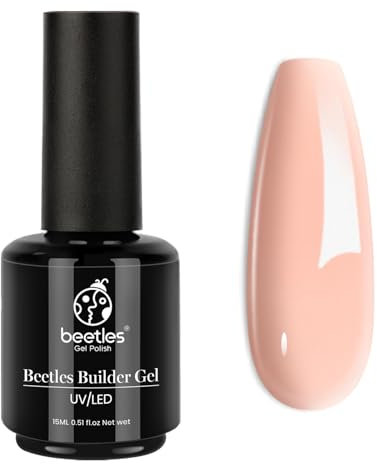 Beetles aufbaugel für gelnägel, Pink Nude Builder Gel 5 in 1 Nail Thickening Nail Strengthener Extension Gel for Apex Building Base Coat Top Coat Needed 15ML