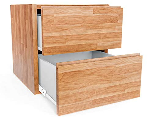 ben+camilla.com Square Massivholz Regalwürfel + Doppel-Schublade | Kernbuche 37,6 x 37,6 x 40 cm | Grundmodul inkl. Zubehör für individuelles Flexibles Würfelregal | Regalsystem mit Erweiterungen
