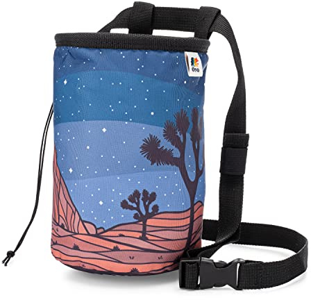 Oso Supply Co - Climbing Chalk Bag for Adults and Kids, Drawstring Closure, Adjustable Waist Belt, Indoor/Outdoor Training, Rock Climbing, Bouldering, Weightlifting (Joshua Tree)