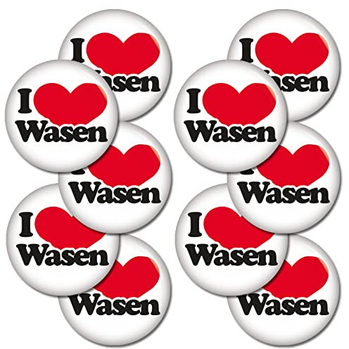 3|5|10 oder EINZELN Button I love Wasen 37 mm Button Ansteckbutton Pin Oktoberfest Wiesn Volksfest Anstecker für Kleidung oder Tasche (10x I love Wasen)