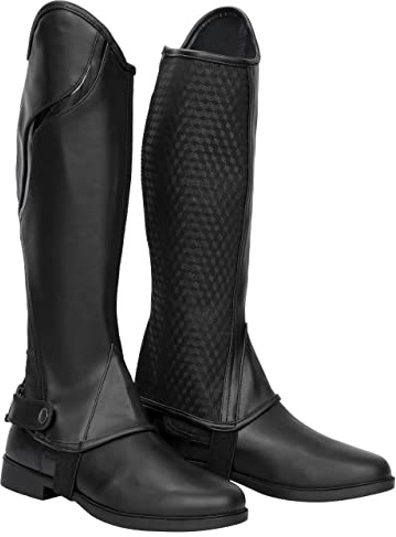 START Silicon Reitsport Half Chaps aus Kunstleder mit Silikon-Innenseite – Elegante Chaps mit glänzendem Streifen für Damen & Herren