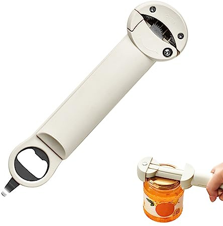 Apribottiglie multifunzione retrattile, apriscatole regolabile, strumento manuale apriscatole apriscatole apribottiglie, coperchio per barattoli e utensili da cucina per uso domestico (bianco)