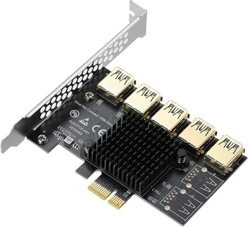 YABOANG PCIe Splitter 1 bis 5 Multiplikator Riser-Karte,PCI ExpressX1-Erweiterungs-Riserkarte,PCIE USB 3.0 Ports Adapterkarte für Bitcoin ETH GPU Miner Rig