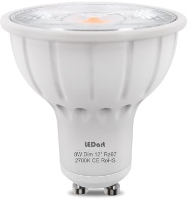 LEDart Ampoule GU10 LED 8W Dimmable angle faisceau étroit 12° degree Ra97 2700K / 220-240 V. 50/60Hz Éclairage tableau & objet décoration & Effets lumineux