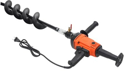 YISSALE Elektro Erdbohrer Elektrische Bohrmaschine Gartenbohrer Pfahlbohrer für Pflanzung und Aussaat mit Bohrer (Double Leaf Drill Bits)