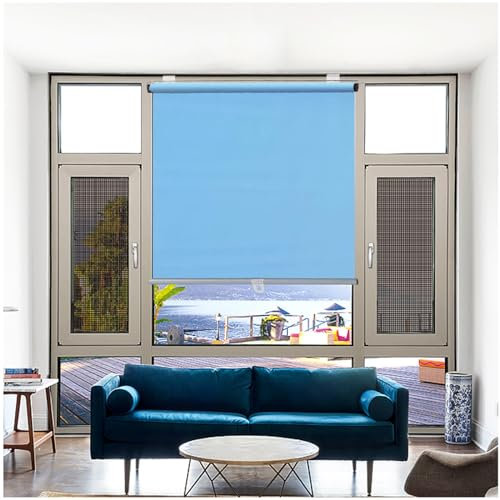 Sonnenschutzrollos, Verdunkelungsrollos Für Fenster, Temporäre Sichtschutz Vorhänge, 58x125/75x150/105x200cm Thermo Verdunkelung Jalousien, Seitenzugrollo,blue-80x125cm/31 * 49in