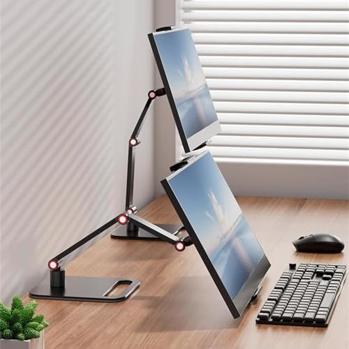 AiFeelife Bärbar monitorhållare för 12–17,3 tums skärm metallstativ 16 tum universal expandable Display Base 12,9 tum surfplattestativ justerbar 360° vridbar skärm skrivbord klämma stativ