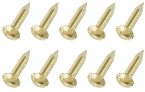 sourcing map 200Pcs Small Hardware Nails, 2.8 x 15mm Brass Round Head Nail Common Finishing Nail for Household Woodworking Picture Hanging DIY Projects, Gold