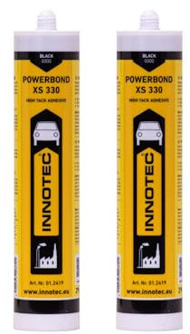 2 Stück Innotec Powerbond Schwarz - Premium Montagekleber - Kleben statt Bohren Wasserresistent - Kraftkleber für innen & außen - hohe Anfangshaftung universell einsetzbarer Baukleber - Kleber XS 330
