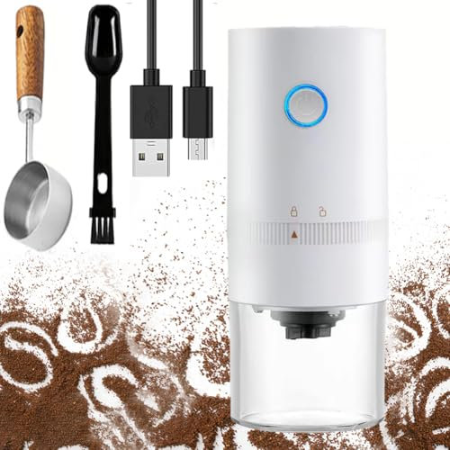 Portable Electric Coffee Grinder, 150ML Small Cordless Coffee Grinder Makes 5 Cups, Mini Coffee Bean Grinder Multi Grind Setting with 1500mAh Battery, USB Rechargeable for Home, Office or Travel