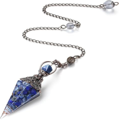 EIYVPRA Aigue-Marine Pendule Cristal Pierres Précieuses Chakra Radiesthésie Pendule Collier avec Pinces de Homard pour Reiki Équilibrage Point pendule divinatoire pendule pendule radiesthesie