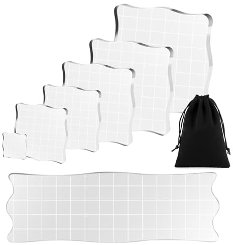 6 Pezzi Timbro Inchiostratore Acrilico, Blocchi di Timbri in Acrilico Trasparente con Linee Quadrate per Album Scrapbooking Decorazioni di Carte Artigianali