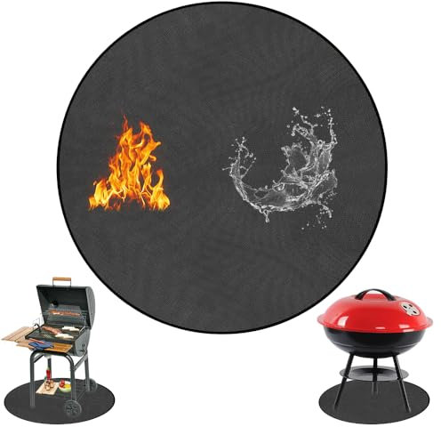 Fire Pit Mat, 48 Round Fireproof Mat, Heat Insulated Thicken Protective Mat, Round Fireproof Under Grill Mat for Fire Pit, Indoor Fireplaces, BBQ, Grill, Floor, Patio, Camping (120CM)
