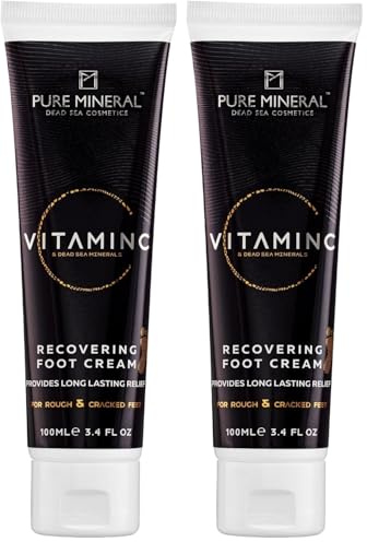 Pure Mineral - Crema Reparadora para Pies con Vitamina C - Minerales del Mar Muerto, Hidratación Intensa, Prevención de Grietas - Sin siliconas, sulfatos, parabenos - 100ml (Paquete de 2)