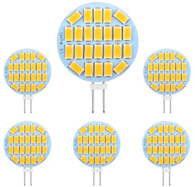 EuAcesry Lampadina G4 LED, 6 Pcs AC/DC 12V Lampadine LED G4, (Non Dimmerabile, Bianco Caldo), 24x 5730SMD Lampadina per Illuminazione da Incasso, Luce dell'armadio