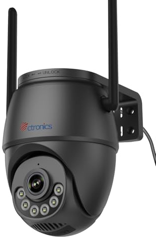 Ctronics 5MP Telecamera WiFi Esterno, Auto Tracking, Dual Band 2,4/5GHz, 3K HD Visione Notturna Colori 30m, AI Persone/Veicoli/Animali, Allarme Sonoro/Luminoso, FTP/128GB/Cloud/NAS, IP66