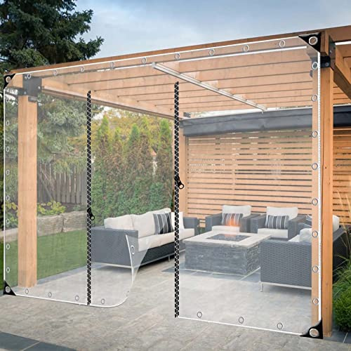 Wasserdichte Terrassen-Vorhänge mit Reißverschluss-Tür, rostfreie Ösen, transparent, Gartenvorhang, Veranda, Pavillon, Pergola, Baldachin, personalisierbar