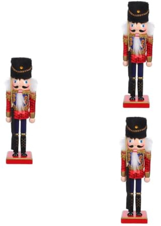 PRETYZOOM 3 Piezas Soldado Cascanueces del árbol de Navidad Adorno navideño de Cascanueces Juguete de de Navidad Adornos navideños para Madera Rojo