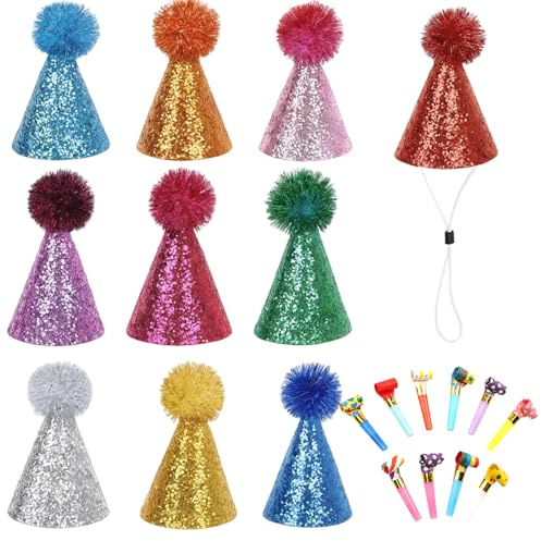 WangVipfei 20 Mini Partyhüte Für Kuscheltiere, Kleine Partyhüte Kuscheltiere Und Partyhut Erwachsene, Geburtstagshut Für Kinder Und Haustiere, Bunte Für Geburtstagsfeiern