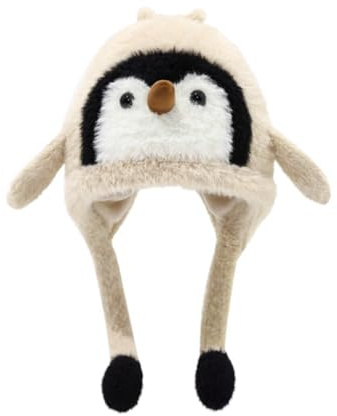 Rayson Bonnet Hiver Enfant avec Oreilles Chapeau Chaud d'animal de Dessin Animé Chapeau de Pingouin pour Filles Garçons Tout-Petits 1 à 6 Ans Beige