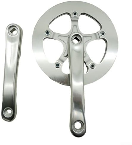 Oniissy 44T - Bielas plegables de 170 mm para bicicleta, aleación de aluminio ultraligera, compatible con bicicletas plegables de ciudad y bicicletas de una sola velocidad (plateado)