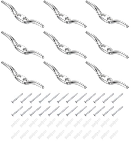 QUARKZMAN 12 Piezas Grapas para Cuerda Persianas 65x10mm Plateado | Soporte Seguridad Para Cuerda Persianas Aleación Zinc, Ganchos Para Cuerda Ventana Con Tornillos Para Cortinas
