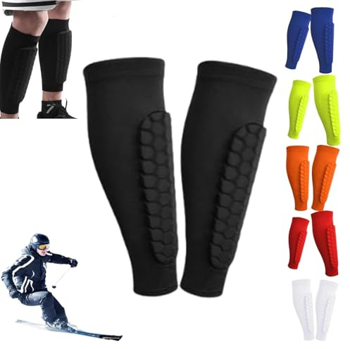 Shindefender Shin Guards,Shin Defender Schienbeinschützer, Shin Protector Ski,Ski Schienbeinschoner,Skiguard Pro,Schienbeinschoner Skifahren,1 Paar Shins Defender Shin Guards (Schwarz, L)